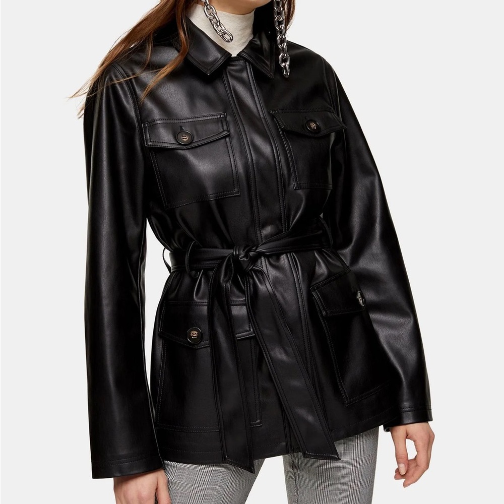 Topshop faux leather shacket